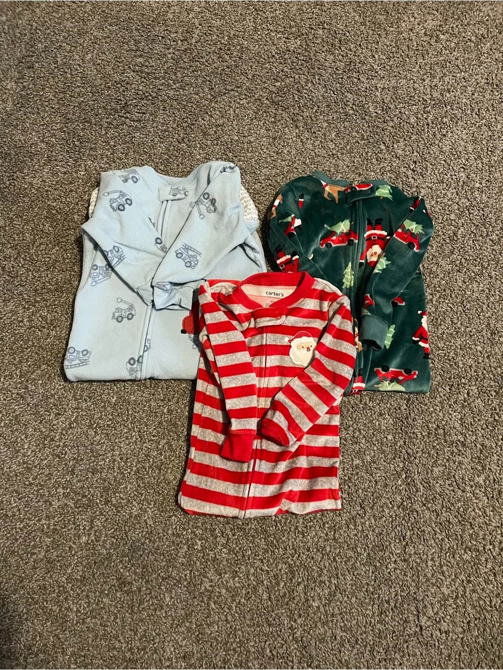12 Month Footie Pajamas, pack of 3